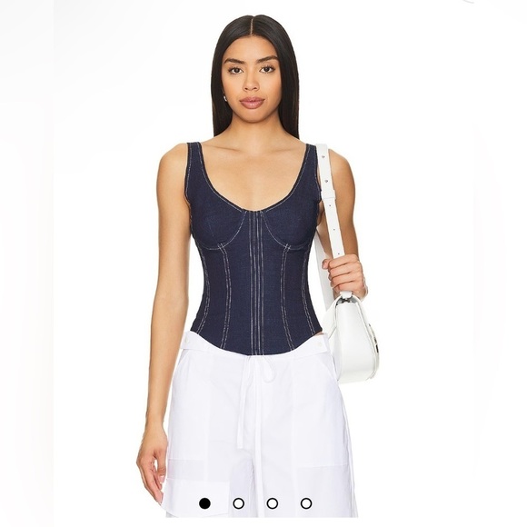 New! Superdown Aida Denim Bustier in Dark Wash 💙 Small NWT! - Picture 1 of 12